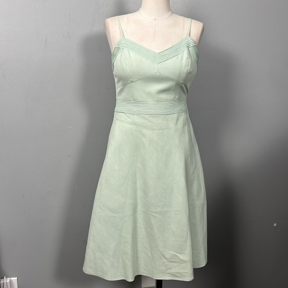 Ann Loft Light Green Spaghetti Strap Linen A- Line Dress size 0